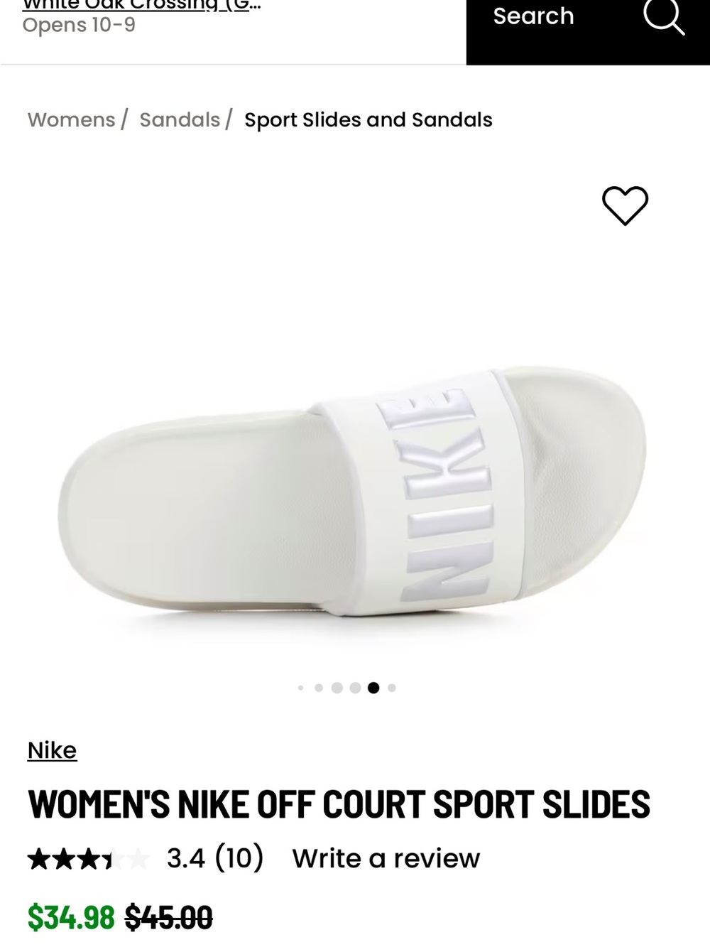 Nike Women's White Slide Sandals with Embossed Logo